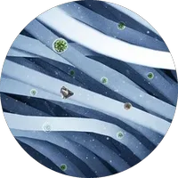 Detail image of the ultrafiltration: germs stay trapped on the hollow fibres